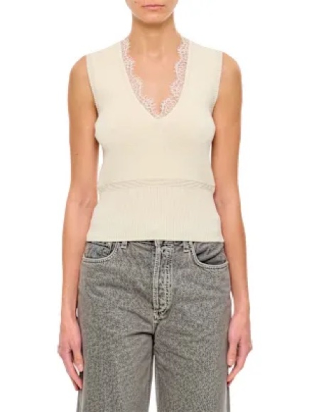 JW ANDERSON LACE TRIM V NECK SLEEVELESS KNIT